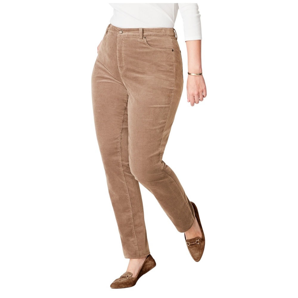 Talbots Flawless High Waist‎ Straight Leg Corduroy Pants Petite 12P Beige